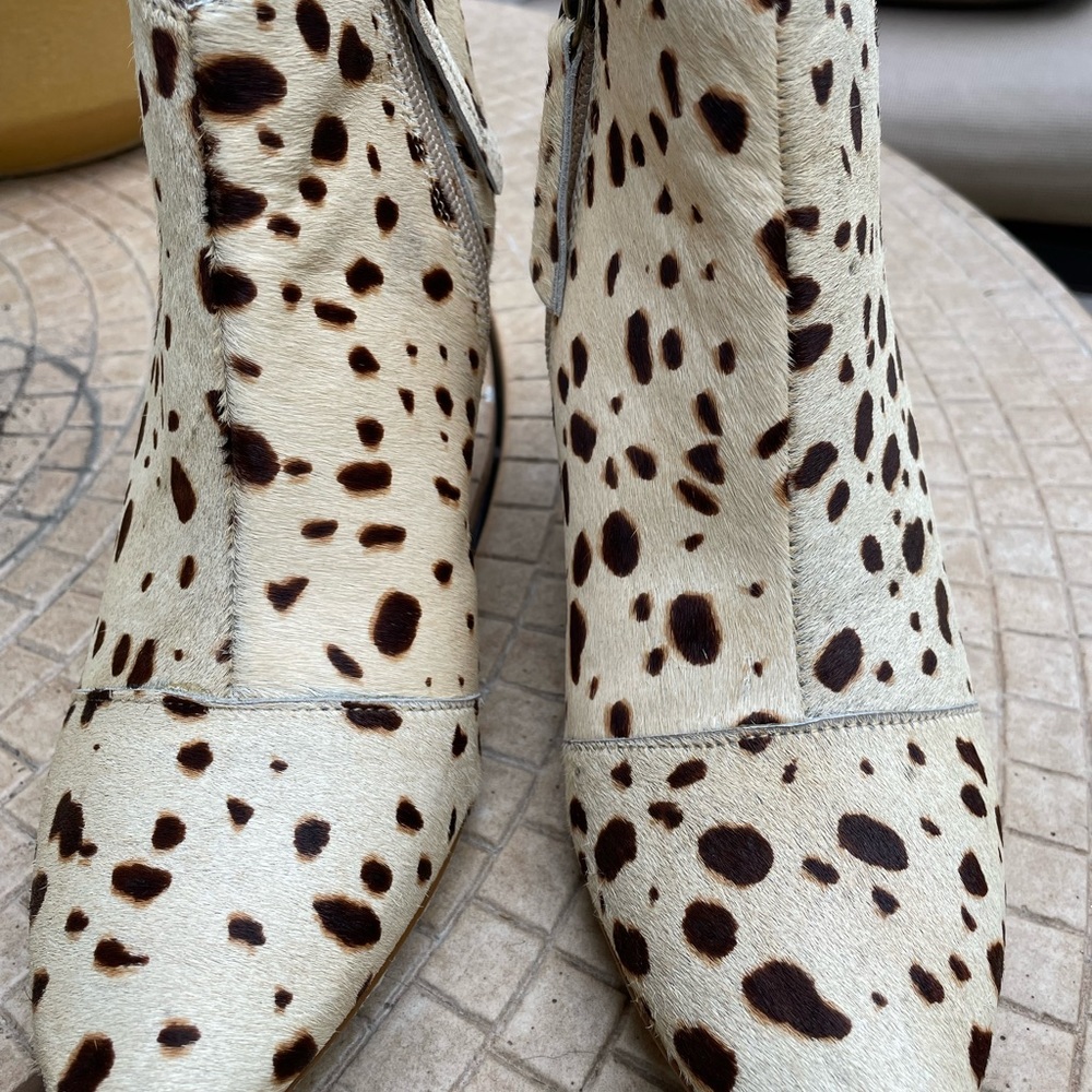 Leather and fabric ankles boots- great condition! Worm two times.